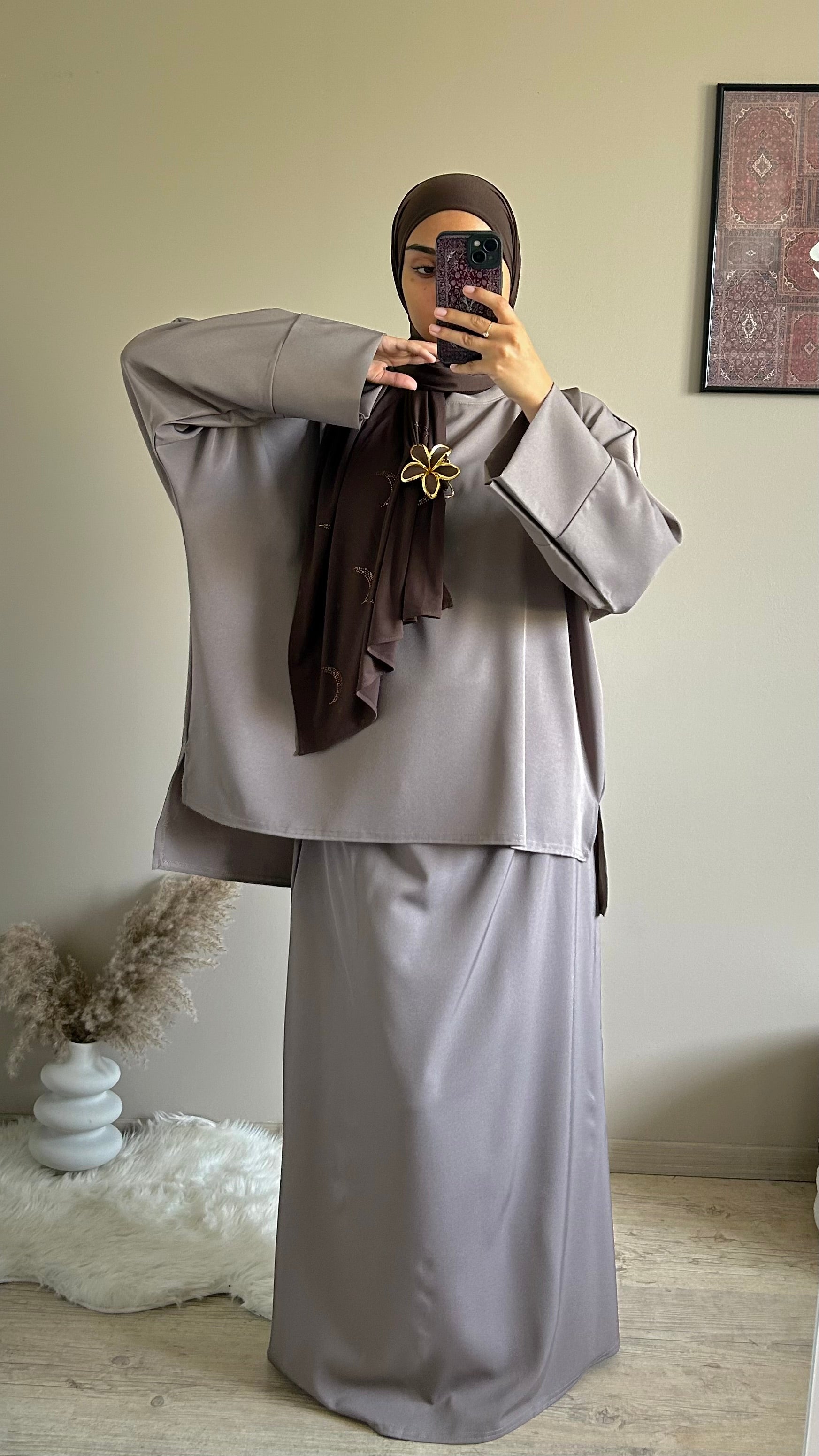 Ensemble jupe ample taupe